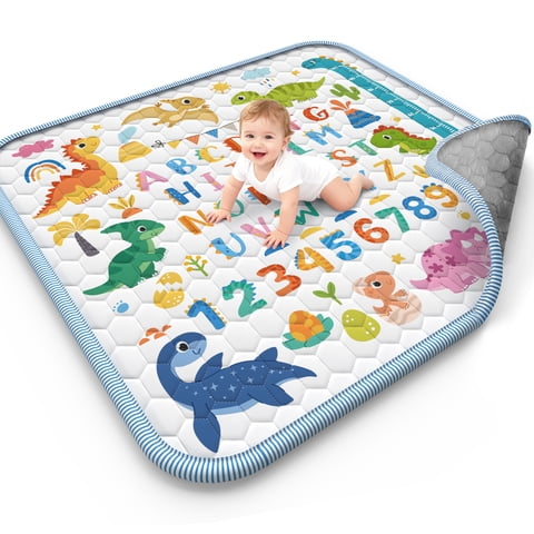 WonderStone Baby Play Mat for Floor, 50x50 Playpen Mat, Non-Slip Foldable Tummy Time Mat, Machine Washable, Soft for Babies Toddlers Infants 0-3 Years, White