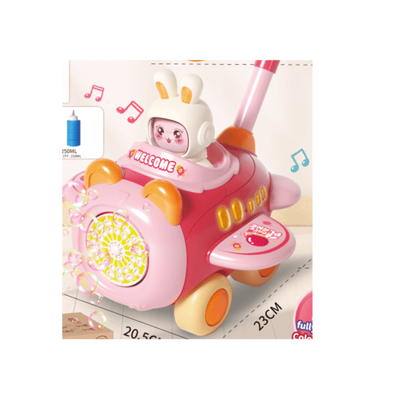 WonderStone 30-Hole Rechargeable Bubble Machine for Toddlers, Push & Handheld Bubble Lawn Mower with Lights & Music, Summer Outdoor Toys for Toddlers 13, Rabbit