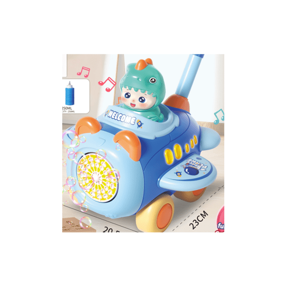 WonderStone 30-Hole Rechargeable Bubble Machine for Toddlers, Push & Handheld Bubble Lawn Mower with Lights & Music, Summer Outdoor Toys for Toddlers 13, Dinosaur