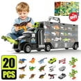thumbnail image 1 of WonderStone Dinosaur Carrier Truck Toy, 20-Pcs Dinosaur Transport Car with Slide Track & Double-Sided Storage, Gift for Boys Ages 3+, 1 of 11