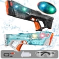 thumbnail image 1 of WonderStone 2 Pack Electric Water Blaster, Modular Battery Powered Automatic Waterproof Water Machine with Light, 32 Ft Long Range, Pool & Beach Outdoor Party Toy for Kids Ages 8–12, Black & Cyan, 1 of 10