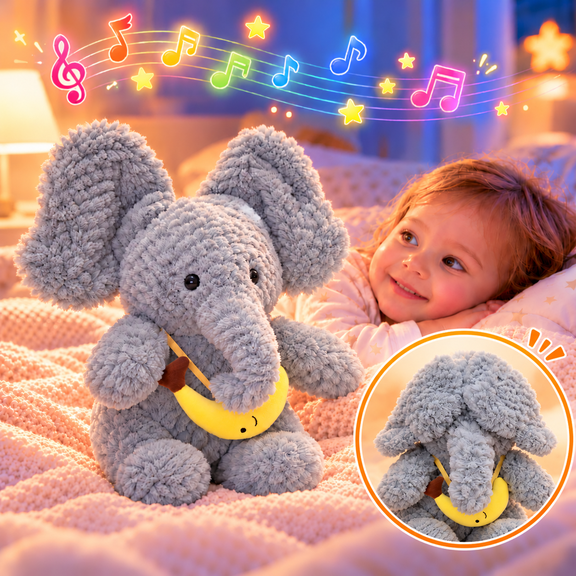 WonderStone Interactive Talking Elephant Stuffed Animal, Peekaboo Musical Plush Toy with Moving Ears, Voice Repeating and Magnetic Feeding for Babies and Toddlers, 0+ Months