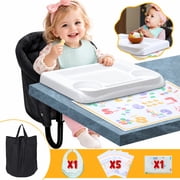 WonderStone Hook On Chair, Portable High Chair with Tray, Storage Bag & Free Accessories, Clip-On Table Chair for Baby and Toddler, Ideal for Home and Travel, B