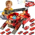 thumbnail image 1 of WonderStone Kids Fire Truck Toys, Alloy Deformable Cars with Light & Sound/ Extendable Aerial Ladder/ Working Water Pump, Fire Engine for 3-7 Years Old Boys Thanksgiving Christmas Birthday Gifts, 1 of 10