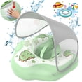 thumbnail image 1 of WonderStone  Kid Pool Float with  Canopy, Inflatable Swimming Float with Safety Seat, Water Toy for Kids Ages 1-5, Pool & Beach Toy for Boys and Girls, Green, 1 of 8
