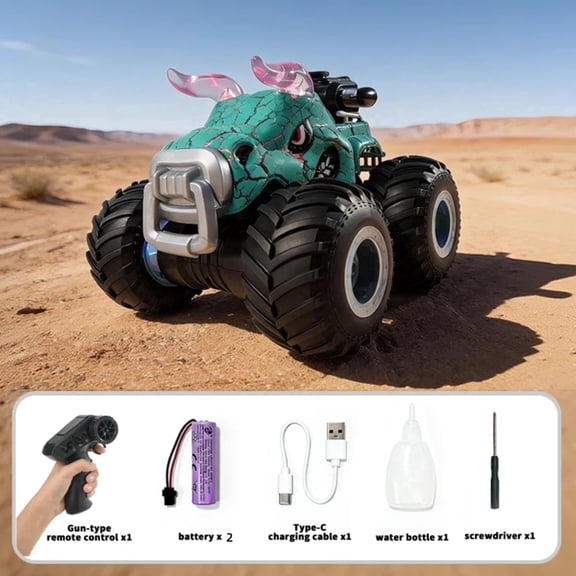 WonderStone Remote Control Car, 2.4GHz Monster Truck Toy with Light Spray, All-Terrain RC Car with Music, Toddler Toy for Boys and Girls Ages 3+, Forest Green