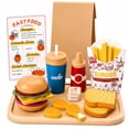 thumbnail image 1 of WonderStone Wooden Play Food Set for Kids, Pretend Hamburger Toy Set with Menu & Tray, Play Kitchen Food for Toddlers 3+, Gift for Girls and Boys, 1 of 8
