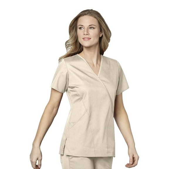 WonderWORK Women's Mock Wrap Solid Scrub Top