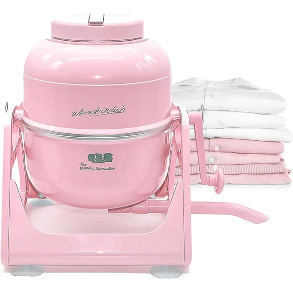 WonderWash Portable Washing Machine for Apartment & Tiny Spaces - Manual Hand Clothes Washer with Retro Design - Clean Laundry Anywhere with Our Countertop, Non-Electric, Small Washer - Pink