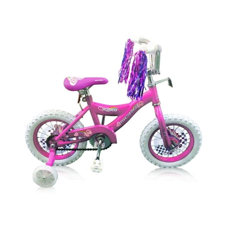 WonderWheels 12" BMX S-Type Frame Bicycle Coaster Brake One Piece Crank Chrome Rims Black Air Tire Kid's Bike - Pink