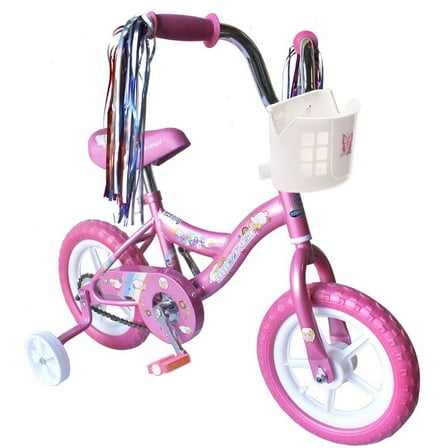 WonderWheels Kid's Beginner 12" Bicycle for 2-4 Years Old Boys' and Girls' Bike Foam Tire for Indoor Use No Brake - Pink