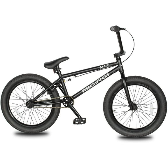 WonderWheels 20" BMX Steel Frame U-brake Three Piece Crank, Sprocket 25T, Driver 9T Sealed Bearing Alloy Rims 36H, Black tire. - Matte Black