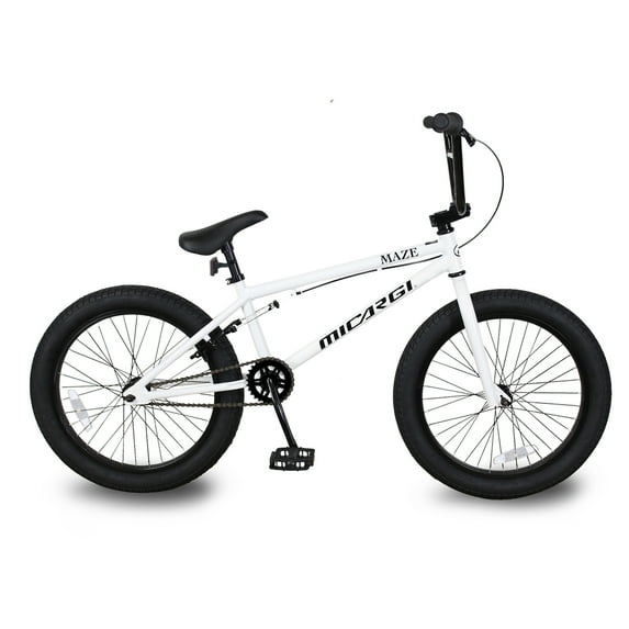WonderWheels 20" BMX Steel Frame U-brake Three Piece Crank, Sprocket 25T, Driver 9T Sealed Bearing Alloy Rims 36H, Black tire - White