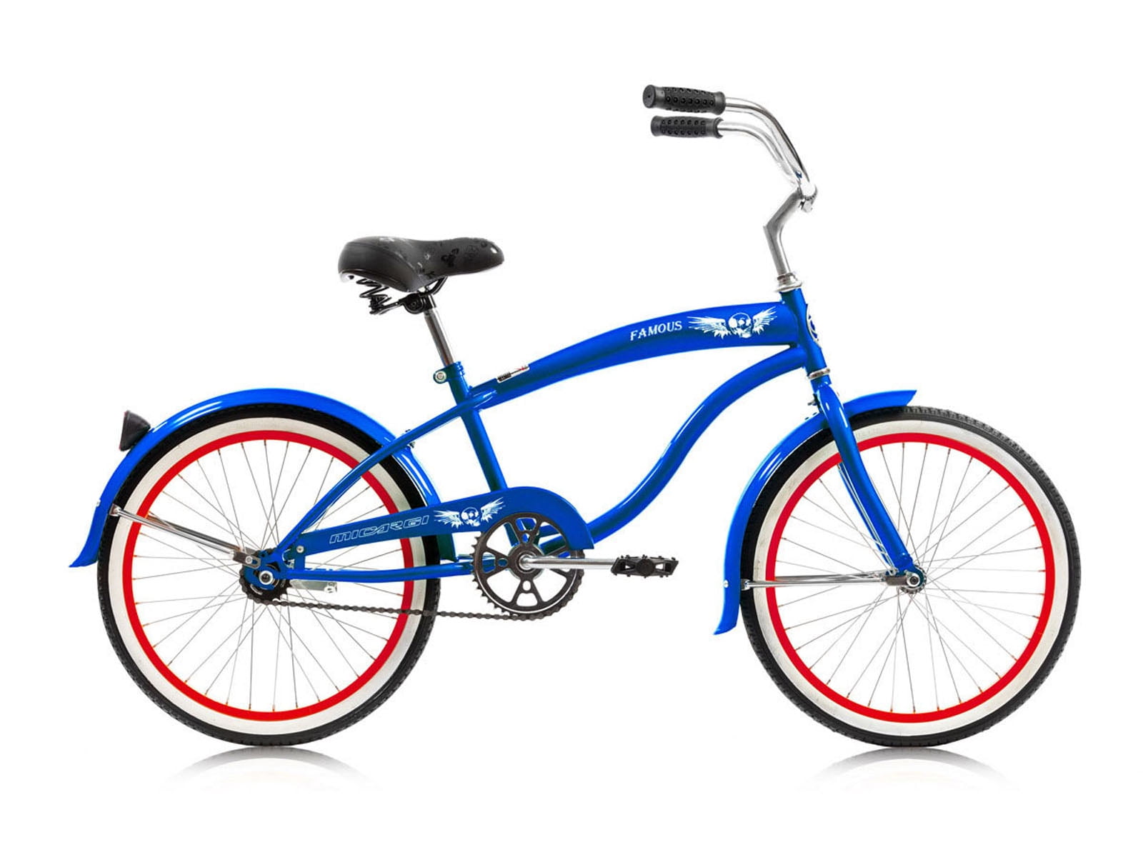 WonderWheels 20″ Beach Cruiser steel Frame Blue,Coaster Brake, Alloy Rims Red 36H, Stainless Steel Spokes, One Piece Crank,Tire White wall, Seat & Grip Black, Fender Blue – Blue / Red Sansujyuku sansujyuku.com