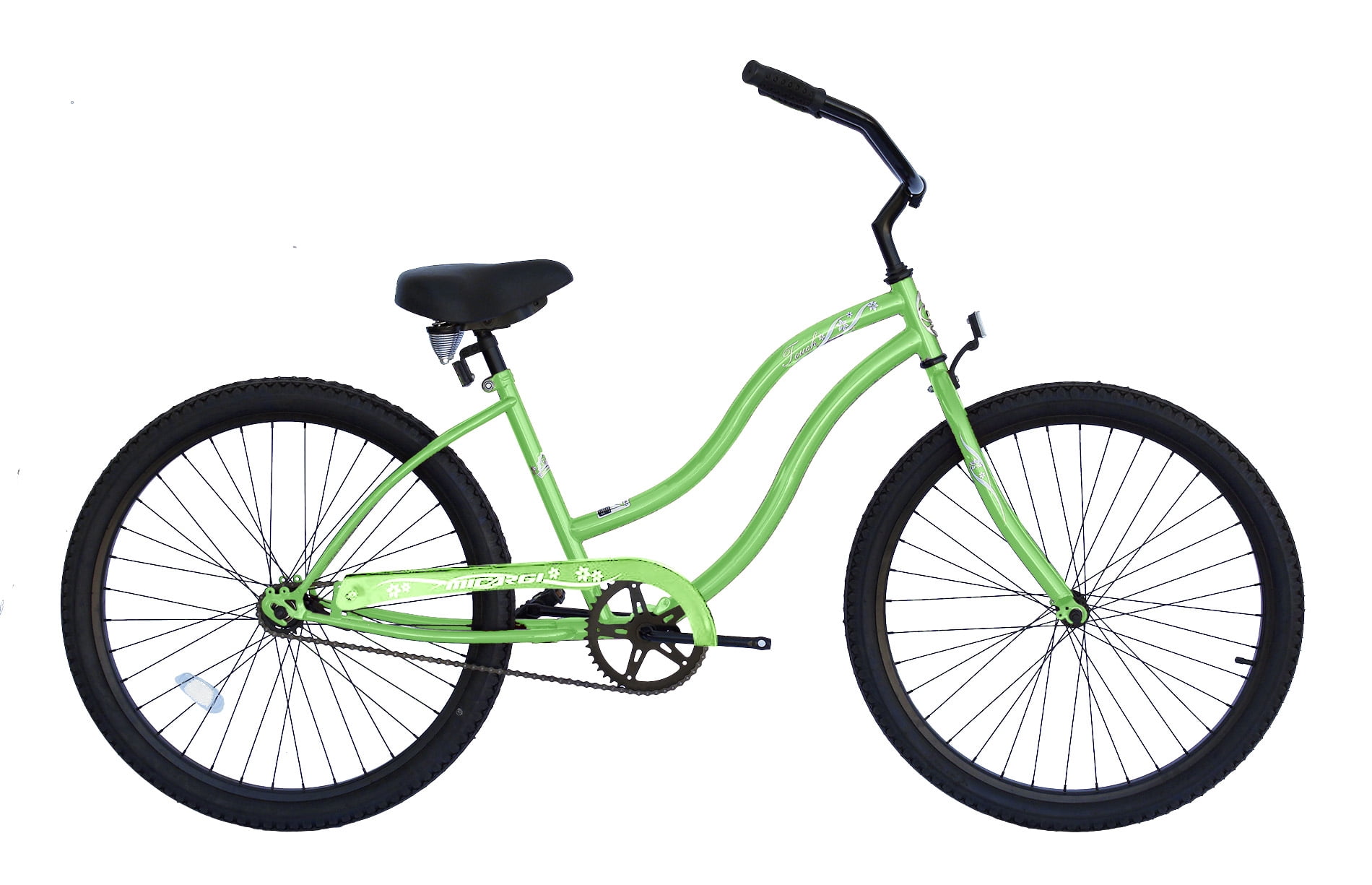WonderWheels 26" Beach Cruiser Coaster Brake Single Speed Black Spokes One Piece Crank Alloy Black Rims 36H - Pearl Green