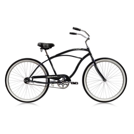 WonderWheels 26" Beach Cruiser Coaster Brake Single Speed Stainless Steel Spokes One Piece Crank Alloy Rims 36H - Black