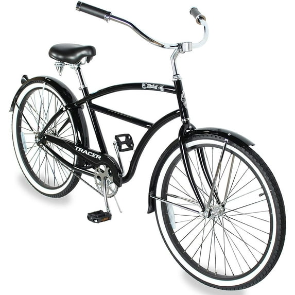 WonderWheels 26" Beach Cruiser Coaster Brake Stainless Steel Spokes One Piece Crank Alloy Orange Rims 36H W/ Fenders - Black