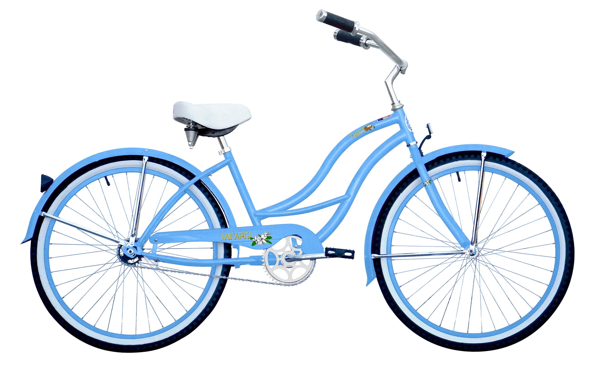 WonderWheels 26" Beach Cruiser Coaster Brake Stainless Steel Spokes One Piece Crank Alloy Orange Rims 36H W/ Fenders - Blue