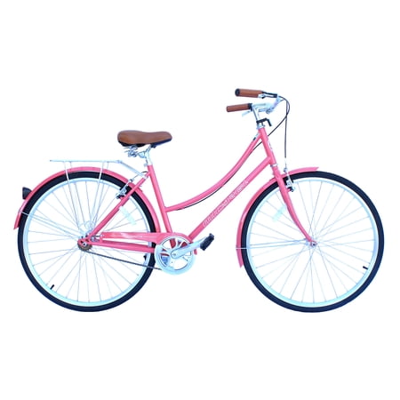 WonderWheels 7SP City Bike 700C 42 cm/16.5 Hi-Ten Steel Frame, Shimano 7SP V-Brake, Alloy Rims 700C*14G*32H, Tire:700Cx35 Black. with Back Rack - Lavender