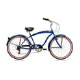 thumbnail image 1 of WonderWheels Beach Cruiser Shimano TX-35 7-SP V-Brake Stainless Steel Spokes One Piece Crank Alloy Rims 36H w/ Fender - Blue, 1 of 4
