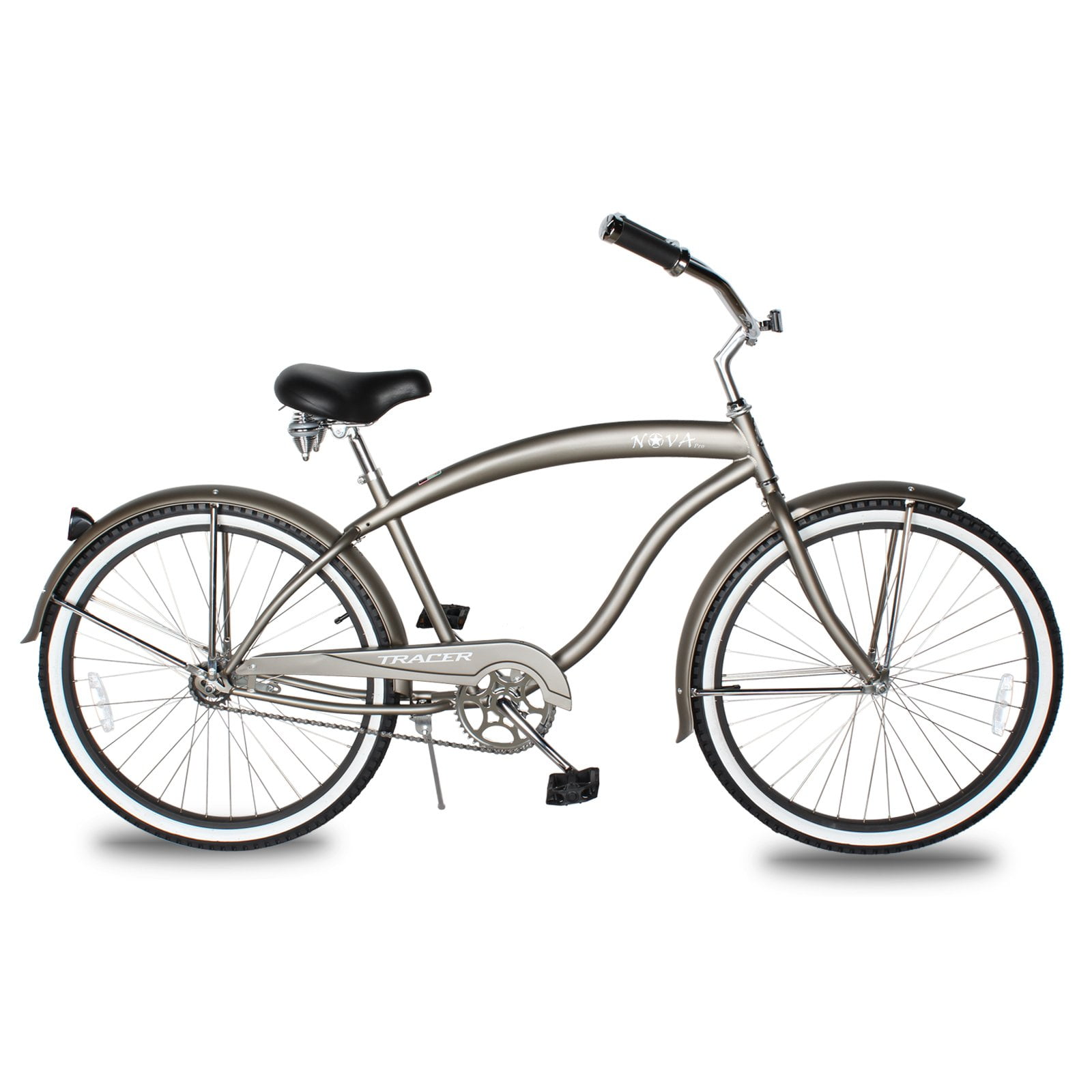 WonderWheels Beach Cruiser Shimano Tx-35 7 Speed Bicycle, Bike, V-Brake Stainless Steel Spokes One Piece Crank Alloy Purple Rims 36 H With Fender - Gray