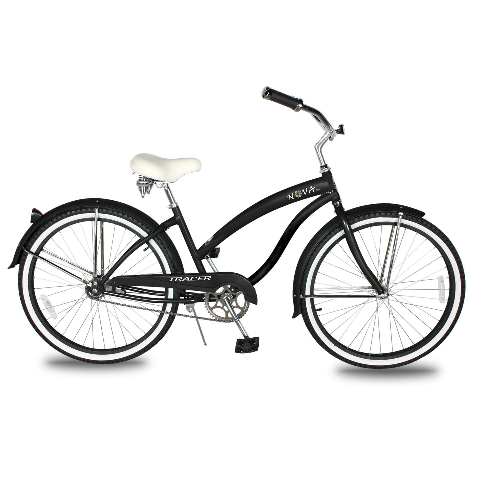 WonderWheels Beach Cruiser Shimano Tx-35 7 Speed Bicycle, Bike, V-Brake Stainless Steel Spokes One Piece Crank Alloy Purple Rims 36 H With Fender - Matte Black