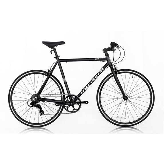 WonderWheels Road Bike 700C 57cm Aluminum Frame Matte Black Shimano TX-35 7SP Alloy Black Rims, Black Spokes 700C*1.5*14G*32H Tire: Black - Matte BlacK