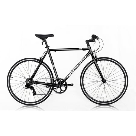 WonderWheels Road Bike 700C 60cm Aluminum Frame White, Shimano TX-35 7SP Alloy BLK Rims, Black Spokes 700C*1.5*14G*32H Tire: Black - Black