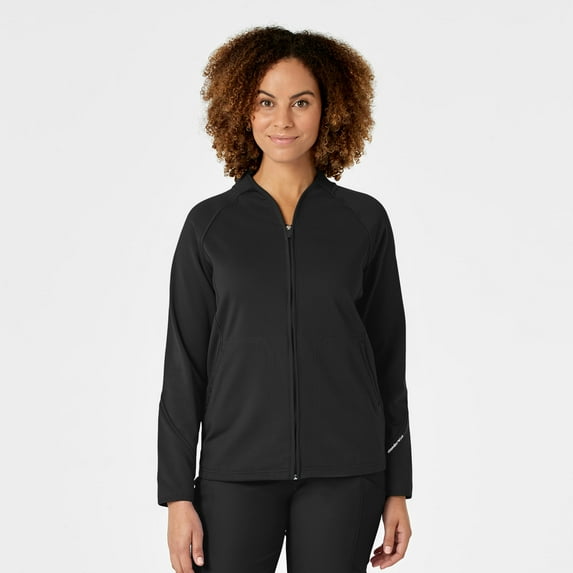 Wink Knits and Layers Women's Fleece Full Zip Jacket, Black, L