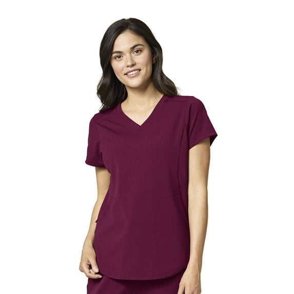 WonderWink Moto Women's 6199 Moto V-Neck Scrub Top Wine 3X-Large