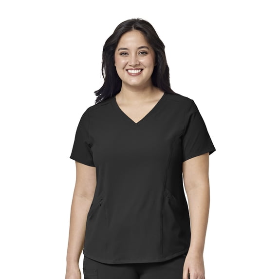 WonderWink RENEW Women's 6134 V-Neck Scrub Top Black 2X-Large