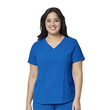 WonderWink 6108ACBLSM WonderFLEX - Maglia da Donna con Scollo a V, Colore: Blu