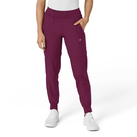 Wink W123 Women's Comfort Waist Cargo Jogger Scrub Pant Petite, Wine, M Womens