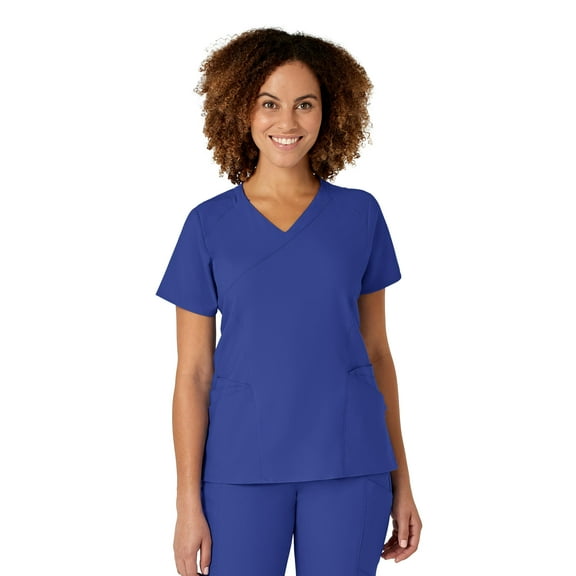 Wink W123 Women's Mock Wrap Scrub Top, Galaxy Blue, XXS Womens