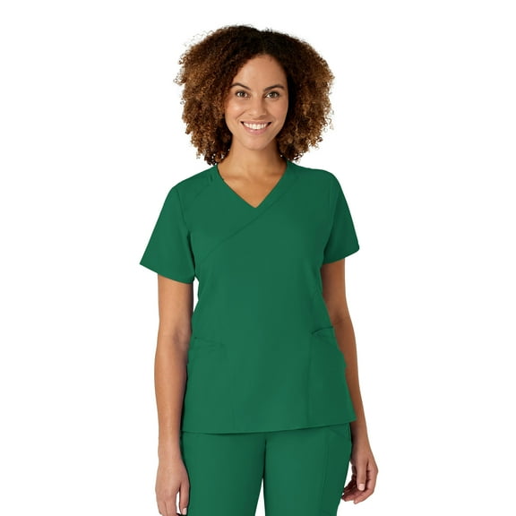 Wink W123 Women's Mock Wrap Scrub Top, Hunter, 1X Womens