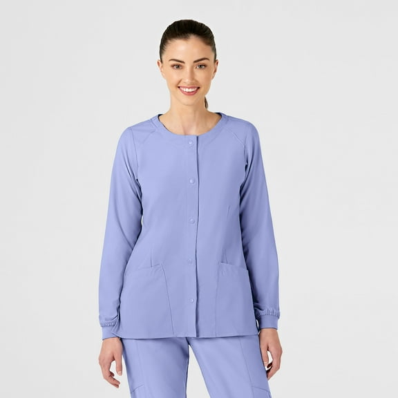 Wink W123 Women's Crew Neck Warm Up Jacket, Ceil Blue, M Womens