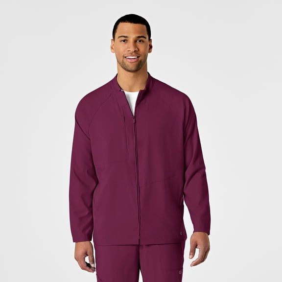 Wink W123 Men's Zip Front Warm Up Jacket, Wine, 3X Womens