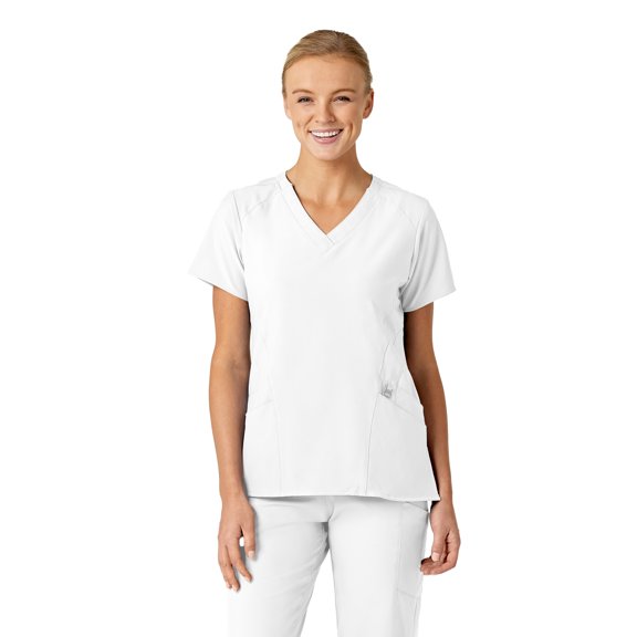 Wink W123 Women's Stylized V-Neck Scrub Top, White, XS Womens