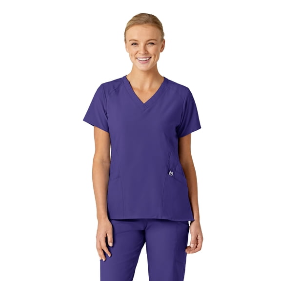 Wink W123 Women's Stylized V-Neck Scrub Top, Grape, XL Womens