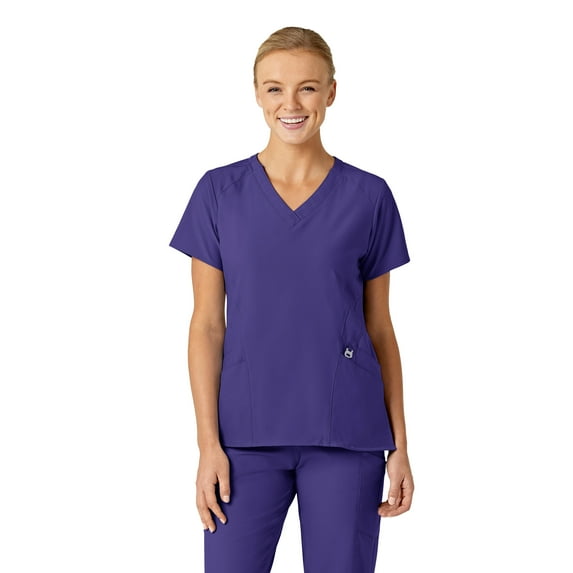 Wink W123 Women's Stylized V-Neck Scrub Top, Grape, XS Womens