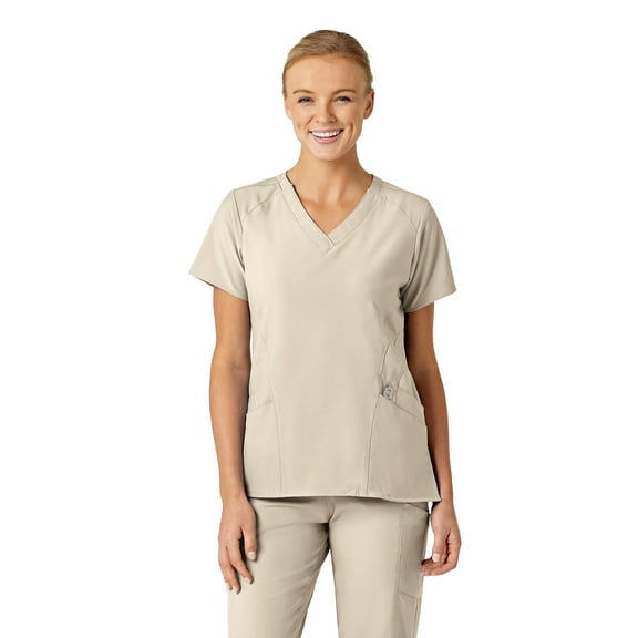 Wink W123 Women's Stylized V-Neck Scrub Top, Khaki, M Womens