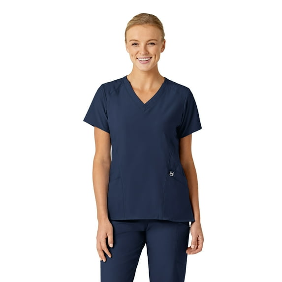 Wink W123 Women's Stylized V-Neck Scrub Top, Navy, XS Womens