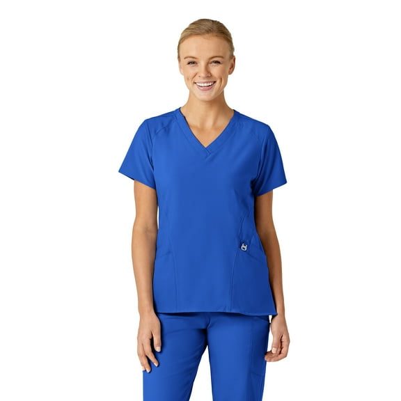 Wink W123 Women's Stylized V-Neck Scrub Top, Royal, 5X Womens