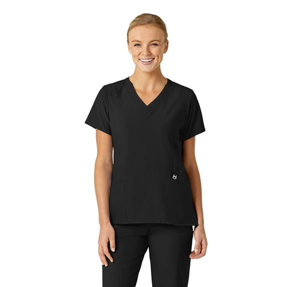 Wink W123 Women's Stylized V-Neck Scrub Top, Black, L Womens