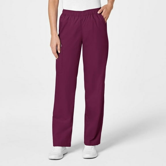 WonderWink Women's Wonderwork Pull-On Cargo Scrub Pant 5X-Large Wine
