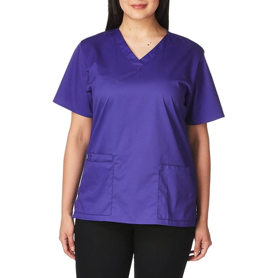 WonderWink Women's Wonderwork V-Neck Scrub Top Small Grape