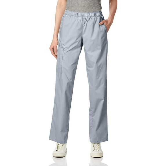 WonderWink Womens Petite Wonderwork Pull-On Cargo Scrub Pant XX-Large Petite Grey
