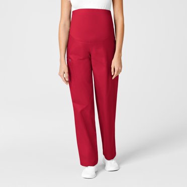 Wink Women's Flat Front Cargo Scrub Pant, Red, 2x Tall