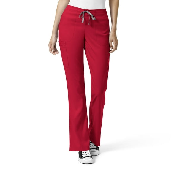 Wink PRO Women's Moderate Flare Leg Cargo Scrub Pant, Red, 5X Womens