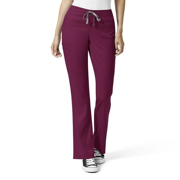 Wink PRO Women's Moderate Flare Leg Cargo Scrub Pant, Wine, L Womens